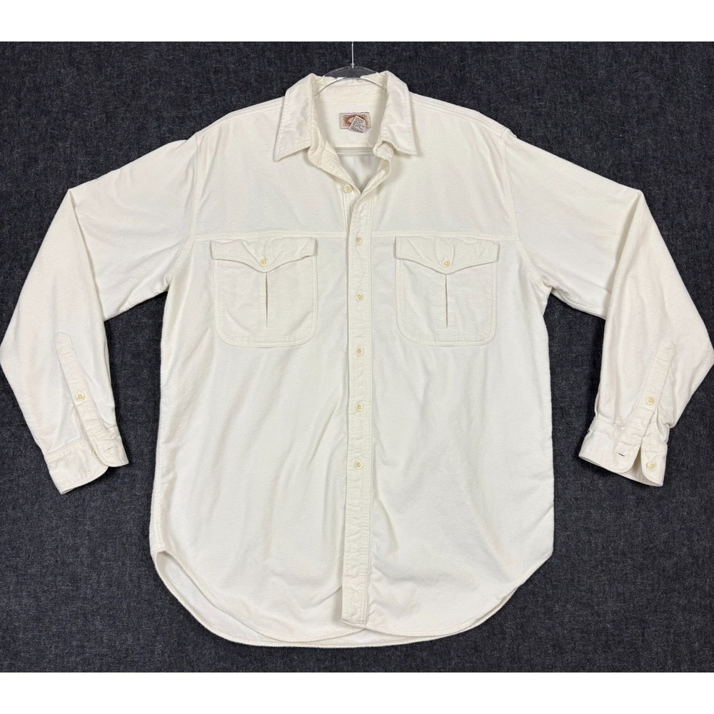 Banana Republic Mens XL Ivory Heavyweight Flannel Overshirt Americana Gorpcore